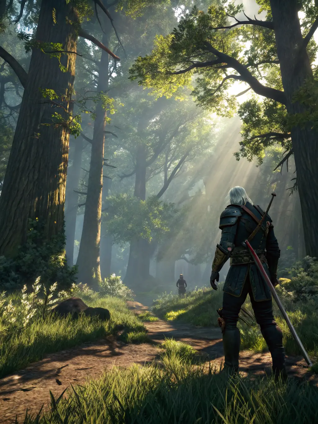 A captivating image from 'The Witcher 3: Wild Hunt', featuring Geralt of Rivia battling a monster in a dark forest, highlighting the game's rich storytelling and engaging combat.