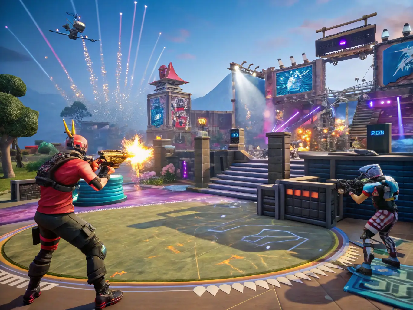 A vibrant and colorful image of a popular multiplayer online battle arena (MOBA) game, featuring a team fight with various heroes and special effects, emphasizing teamwork and competitive gameplay.